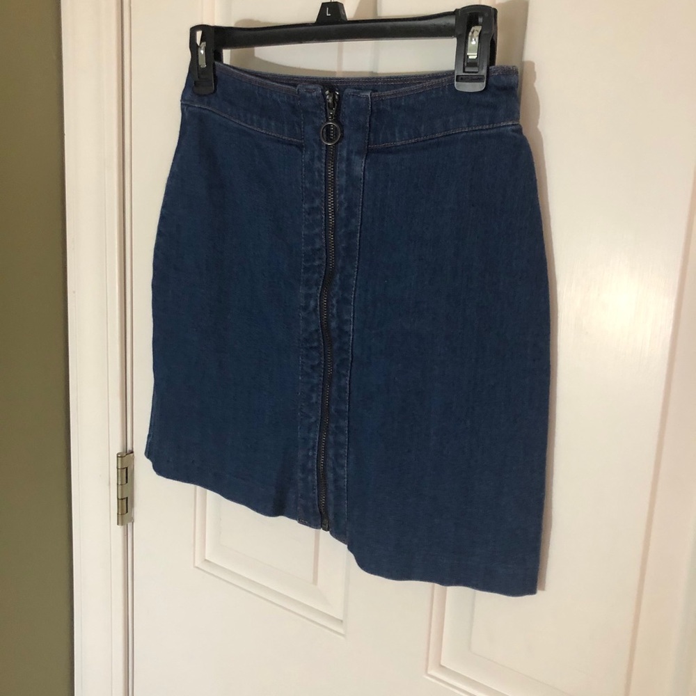 denim zipper skirt